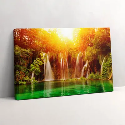 Produktbild von Malerischer Blick auf den Wasserfall – Leinwandbild Wandbild – 60x40 cm – Leinwandbilder – Wandbilder – Schlafzimmer – Flur