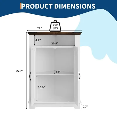 Produktbild von Badezimmer Eckschrank - Kleiner Aufbewahrungsschrank - Freistehender Eckschrank - Holz - Für Bad Küche Wohnzimmer - Weiß