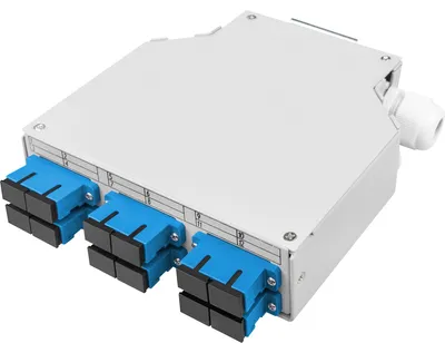 Produktbild von Digitus LWL-Hutschienenbox, OS2, bestückt, mit SC-Adapter und Pigtail, SC, OS2, Blau, Grau, Stahl, 2 m, -20 - 60 °C