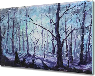 Produktbild von Coloray Herdabdeckplatte 80x52 cm Schneidebrett Kochplattenabdeckung Küchenbrett Hackbrett - Wald Winter