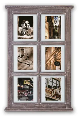 Produktbild von Vintage Holz Bilderrahmen Collage rechteckig braun für 10x15 cm