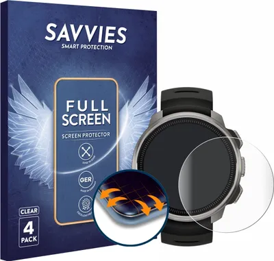 Produktbild von 4x Savvies Fullscreen Schutzfolie für Suunto Ocean Displayschutz Folie Fullcover Klar Transparent