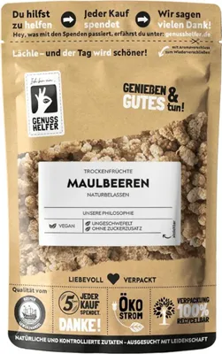 Produktbild von Maulbeeren getrocknet, ganz, ohne Zuckerzusatz & ungeschwefelt, 150g