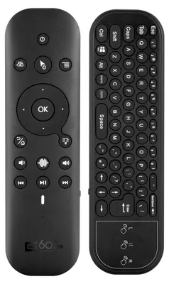 Two black remote controls are shown side-by-side against a white background.
