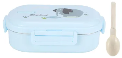 Edelstahl Lunchbox 2 Fächer Bento Box mit Besteck, blau
