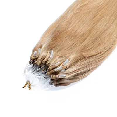 Immagine prodotto di hair2heart Premium Microring Extension capelli umani lisci - 25 ciocche 1g 60cm 9/31 biondo chiaro cenere dorata