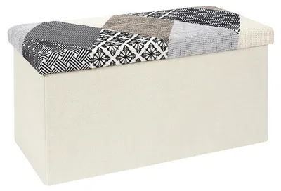 Image de Coffre de rangement banc pliable Patchwork gris