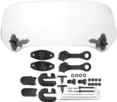 Image de Déflecteur de vent pour moto, transparent, montage universel, avec kit de montage, protection contre le vent.