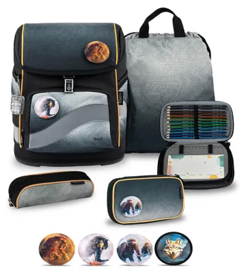 Produktbild von Belmil Smarty Plus Premium Schulranzen Set 5-teilig "Black Grey"