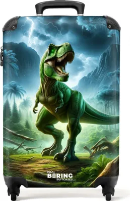 Obrázek produktu pro NoBoringSuitcases.com Dětský příruční kufr 55x35x20 cm, 36L, cool potisky pro kluky: Dino, kufr na 4 kolečkách
