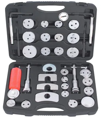 Produktbild von TECPO Universal Bremskolbenrücksteller Set, 35 tlg. Bremssattel Kolben Rücksteller Instandsetzung Werkzeug Tool Kit Rückstellwerkzeug universell