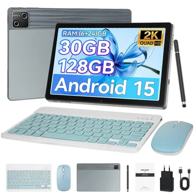 Produktbild von Tablet 10 Zoll Android 15 mit 30GB RAM+128GB ROM, Octa Core, Widevine L1, Wi-Fi 6, 6200mAh, Computermodus unterstš¹tzt - Grau