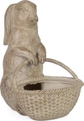 Produktbild von Rustikale Resinfigur Hase mit Korb 24,5 cm hoch | Osterdeko und Geschenkidee | Dekofigur im Vintage-Look für Haus und Garten | Perfekt für Frühling und Ostern