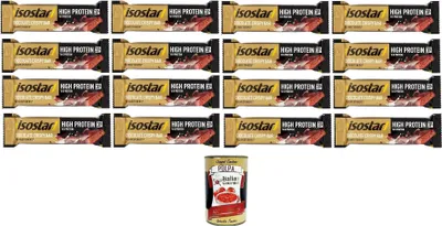 Produktbild von Isostad Barretta Hig Protein 30% Cioccolato Proteinreicher 30 %-Schokoriegel 16x 55gr + Italian Gourmet polpa 400g