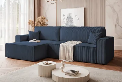 Produktbild von IDOHOME-Universelles Polsterecksofa PARIS XL mit Schlaffunktion und Bettkasten Ecksofa in L-Form Wohnzimmer Sofa Couch Poso 05 Blau