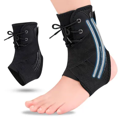 Produktbild von XFSRG Knöchelbandage Sprunggelenkbandage Fußgelenkbandage mit Kreuzbandage und Schnürung Knöchelstütze für Damen Herren Fußgelenkstütze für Alltag Sport Training und Stabilisierung (L)