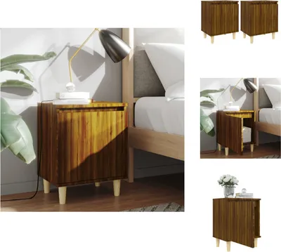 Immagine prodotto di vidaXL Comodini 2 pz. Gambe in legno massiccio rovere marrone 40x30x50cm - Comodini