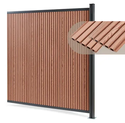 Produktbild von Gartenzaun 'Grassano' Sichtschutzzaun mit 1 Pfosten Erweiterungsmodul 185 x 175 cm witterungsbeständig WPC Braun
