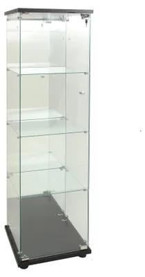 Produktbild von Vitrine – Glasvitrine – Ausstellungsvitrine – Vitrine mit LED-Beleuchtung – Gehärtetes Glas – Mit Schloss – 36,5 x 42,5 x 164 cm