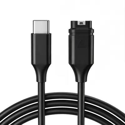 Produktbild von Qost – USB-C auf Garmin Kabel – 1 Meter – PVC – Schwarz – Garmin Ladekabel – Kompatibel mit Garmin Instinct / Forerunner / Fenix – 1er-Pack