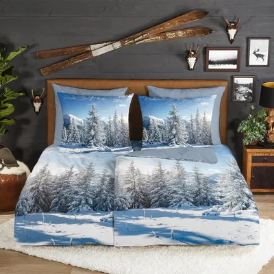 Produktbild von Traumschlaf Flanell Bettwäsche Winterlandschaft 155x220 cm + 80x80 cm