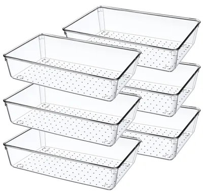 Image de 6 pièces : Boîtes de rangement transparentes pour tiroirs de cuisine