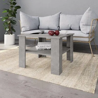 Produktbild von Wohnzimmertisch - Beistelltisch Kaffeetisch - Wohnzimmer Einrichten - Extra Aufbewahrungsbox - 60 x 60 x 42 cm - Grau Beton