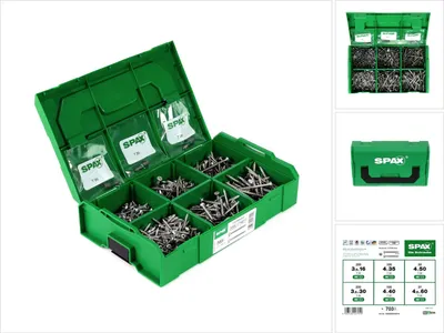 Obrázok produktu pre SPAX® 5000009162019 SPAX® Holzschrauben Sortiment L-BOXX Mini WIROX 5000009162019, 703 St.