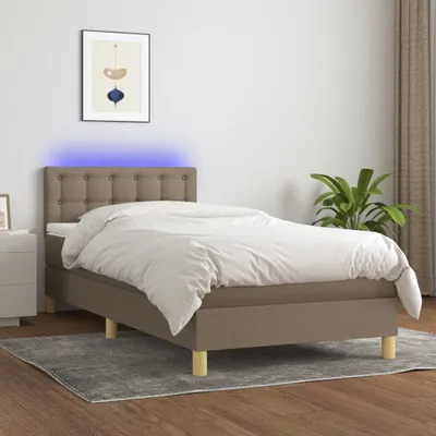 Produktbild von Cloris Designermöbel Boxspringbett mit Matratze & LED Taupe 100x200 cm Stoff 2024 Neu