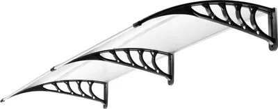 Image de Auvent de porte - store extérieur - 203×102 cm - polycarbonate - protection pluie & UV - pour porte/fenêtre - blanc