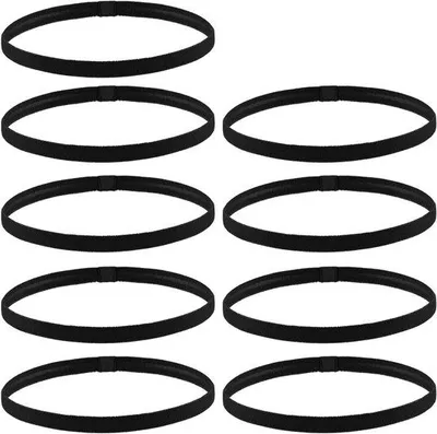 Obrázek produktu pro Elastické sportovní čelenky – 9 kusů silných protiskluzových čelenek na fitness, jógu, fotbal a další aktivity (černé) – pro ženy i muže