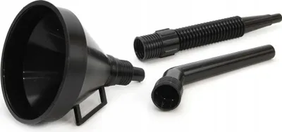 Image de Entonnoir élastique universel noir avec tamis, 3 pièces, 13 cm