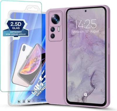 Produktbild von Hülle für Xiaomi 12T / 12T Pro mit 9H Displayglas Displayschutz Plus Case Cover Bumper Silikon Softgrip Schutzhülle Farbe: Lila
