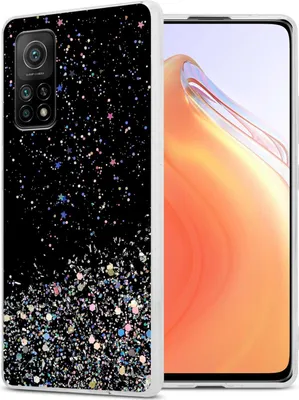 Obrázek produktu pro Cadorabo pouzdro pro Xiaomi Mi 10T / Mi 10T PRO v černé barvě s třpytkami ochranné pouzdro z pružného TPU silikonu s třpytivými třpytkami kryt pouzdra na mobilní telefon