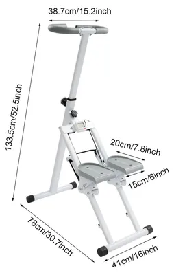Image de Stepper d'intérieur - Mini stepper pliable et réglable - Écran LCD - Bandes de résistance - Plateforme avec 3 niveaux - Capacité de charge : 100 kg - Blanc