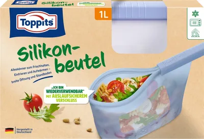 Produktbild von Toppits Silikonbeutel 1l wiederverwendbar mit Standboden 1 Stück