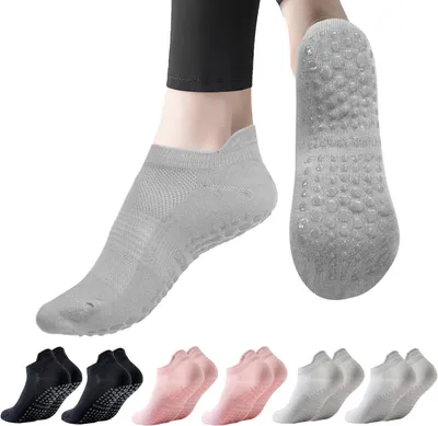 Obrázok produktu pre Pilates ponožky protišmykové 6 párov, veľkosť 35-40, bavlna, pre fitness
