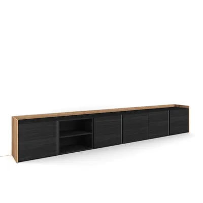 Immagine prodotto di Mobile TV Soggiorno, 309x50x35 cm, Per TV fino a 80", Mobile Soggiorno, Nero e rovere