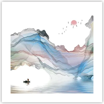 Produktbild von Poster - Poster ohne Rahmen - Wellen Berge Fee - 40x40 cm - Wand Bild - Wanddeko - Wandbilder - Kunstposter - Wandposter - Bilder - Kunstdruck - Wanddekoration - Wandbild - P2XAC40x40-4684