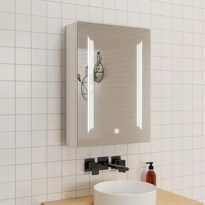 Produktbild von LED Spiegelschrank 60x70 cm mit Beschlagfrei Drei Lichtfarbe Dimmbar Rasier-Steckdose IP44 - Weiß Matt
