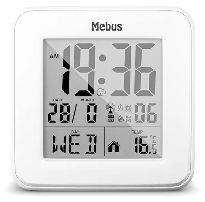 Digitaler Funkwecker mit Temperatur, Kalender, schwarz