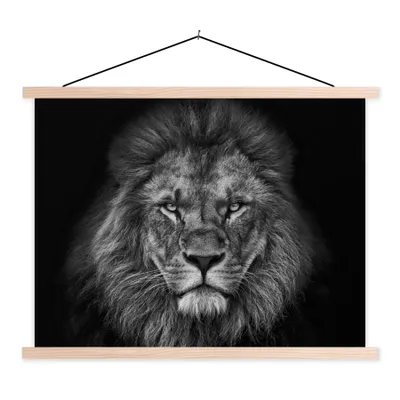 Produktbild von MuchoWow® Textilposter Löwe - Tiere - Schwarz - Weiß 40x30 cm mit holzfarbenen Rahmen - Bilder