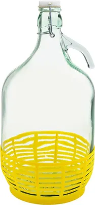 Obrázek produktu pro Demižon holý skleněný 5L ucho, plast koš, patentní uzávěr DAMA