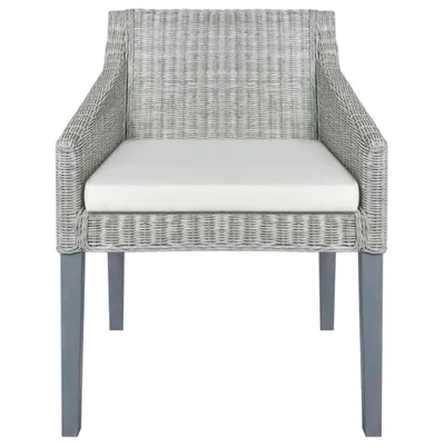 Image de vidaXL Chaise de salle à manger avec coussin Gris Naturel Rotin