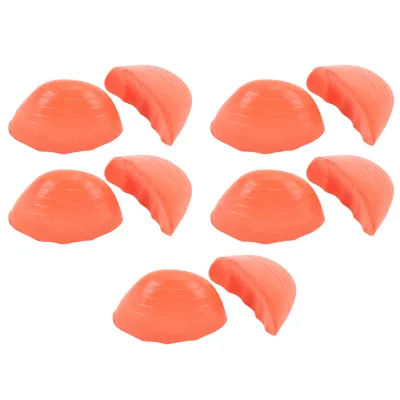 A collage of orange shoe toe inserts.