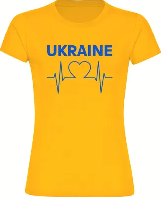 Produktbild von multifanshop Damen T-Shirt - Ukraine - Herzschlag, gelb, Größe M