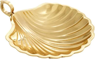 Immagine prodotto di Ciotola decorativa Casa Padrino a forma di conchiglia oro 22,5 x 19,5 x H. 5,5 cm - Ciotola decorativa in ottone con manico - Accessori decorativi -
