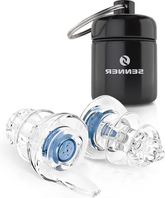 Produktbild von Ohrschutz für Konzerte - Extra weiche Ohrhörer Blau/Transparent mit Aluminium Behälter