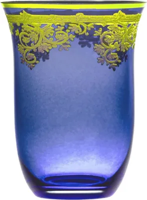 Produktbild von Casa Padrino Luxus Barock Wasserglas 6er Set Blau / Gold Ø 9 x H. 12 cm - Handgefertigte und handbemalte Wassergläser - Biergläser - Weingläser - Hotel & Restaurant Accessoires - Luxus Qualität