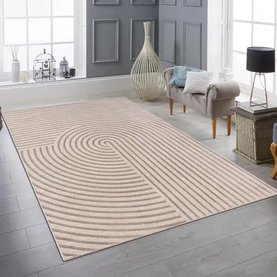 Produktbild von Teppich Beige mit 3D Muster und Schimmereffekt für Innenbereiche Größe - 140 x 200 cm